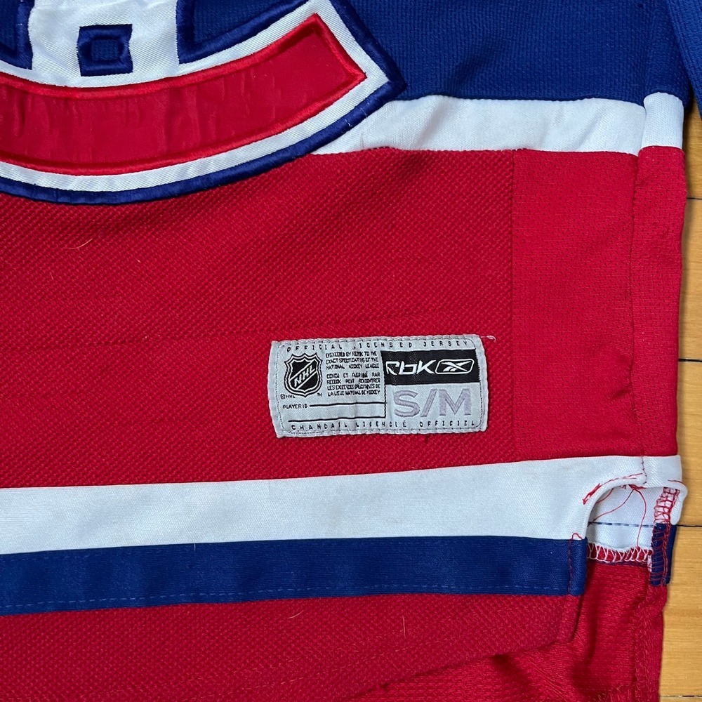 Reebok CCM Montreal Canadiens NHL Youth SM Signed Hockey Jersey Red Blue White - Picture 4 of 7